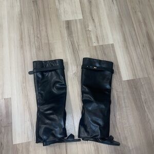 Stylish Black Leather Wedges